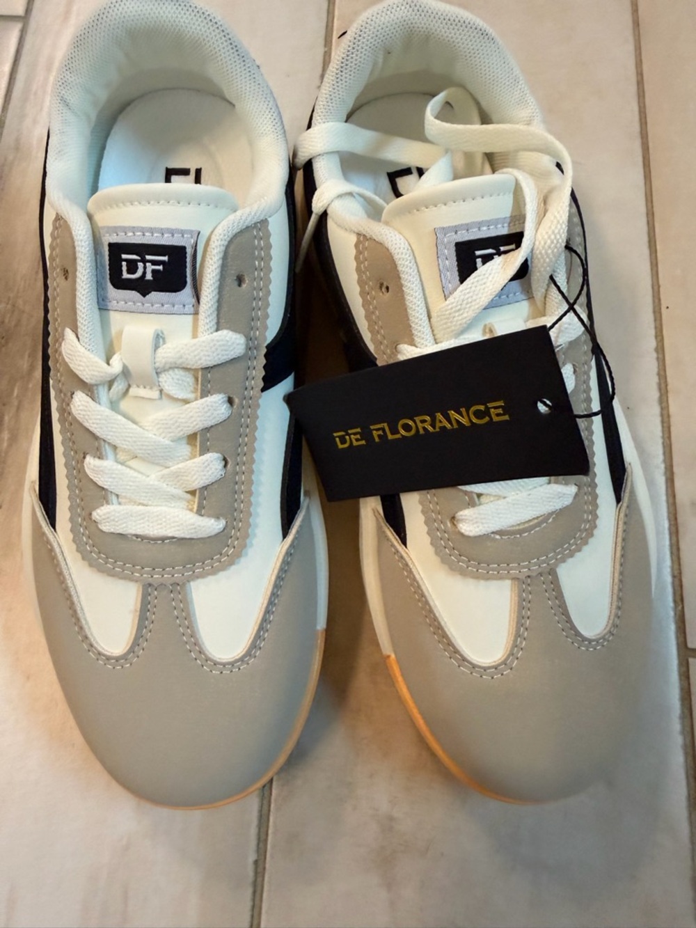 DE FLORANCE DF Logo Sneakers in White, Gray & Black